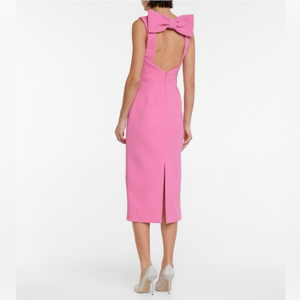 Rebecca Vallance Pink Backless Bow Midi Dress